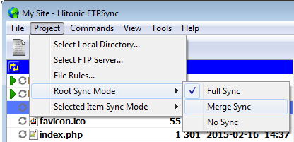 Root Directory Sync Mode Menu